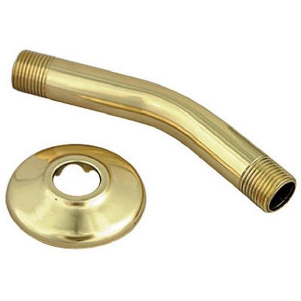 Highkey Master Plumber Polished Brass Shower R Arm & Flange LR699958
